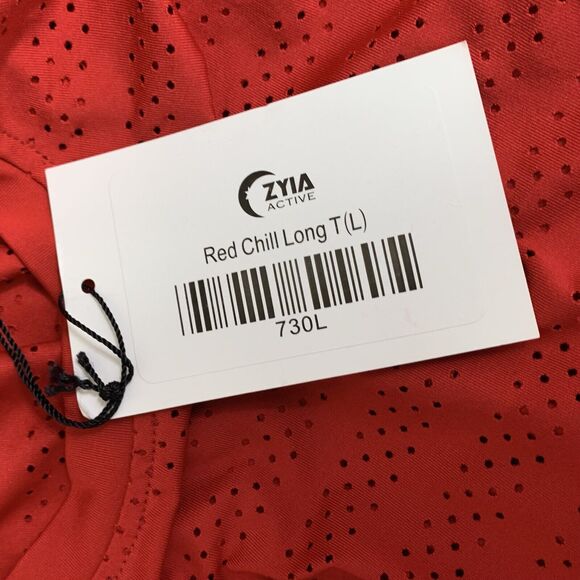 Ziya Athletic Top Shirt Women's Large Red Eyelet Mesh Workout Athleisure Gym Tee - Picture 5 of 9